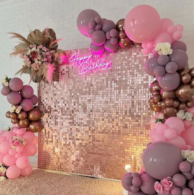 Sequin wall- rose gold square shape sequin [rental] - Image 5