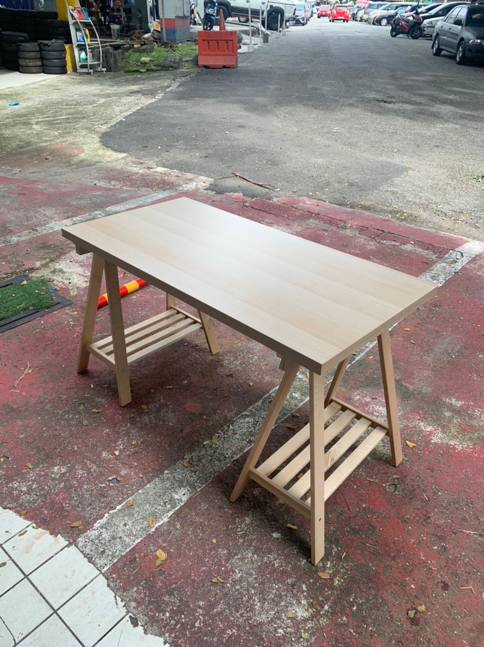 Ikea beige triangle leg table ( mittback + malvakt) Rental - Image 3