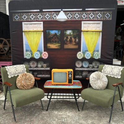 Backdrop tema rumah kampung -banner & stand only [rental]